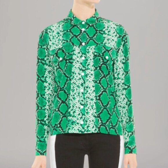 Sandro Paris Coulevre Python Silk Snap Front Blouse Small - Picture 11 of 11